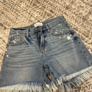 Dear John Blue Jean Shorts Distressed Frayed Hem